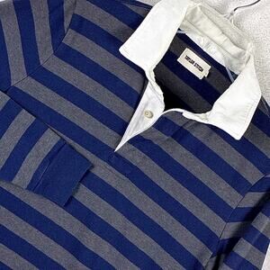 Taylor Stitch Rugby Shirt Mens 38 (S) Blue Gray Stripe Preppy Heritage Huckberry